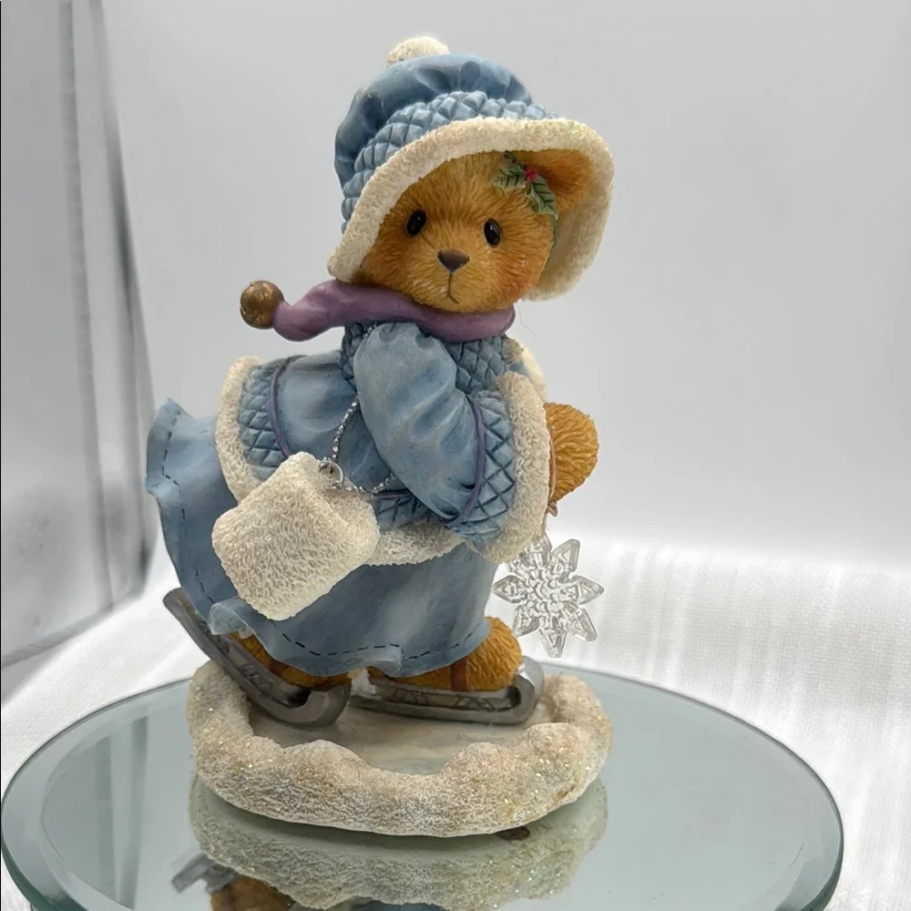 cherished teddies CANDACE Winter Bear Figurine 1997 skating on holiday joy
